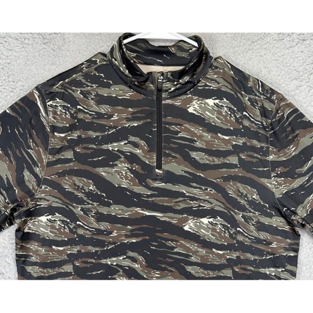Tesla Pullover Shirt Men Large Brown Black Camo Overheat Quarter Zip Stretch NEW